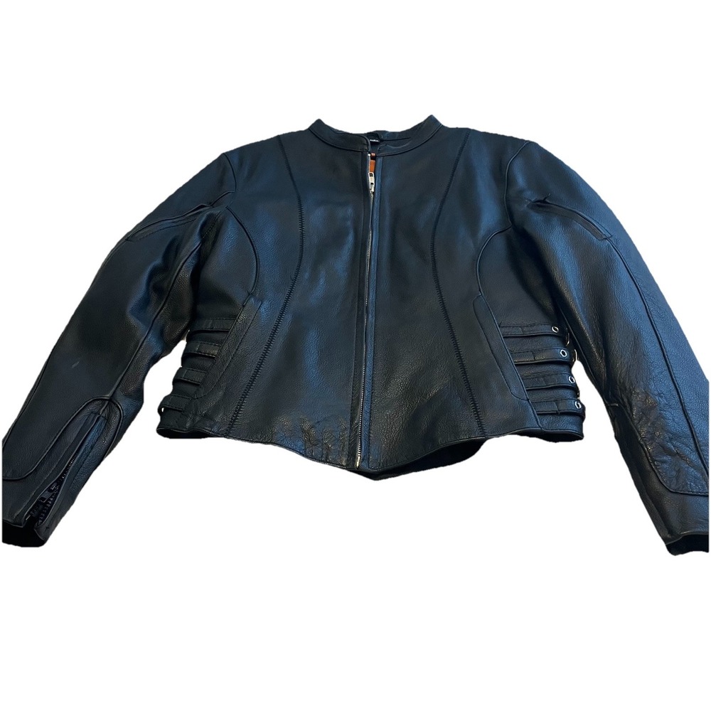 NWT! First One  Classics Black Ladies Leather Moto‎ Jacket Med